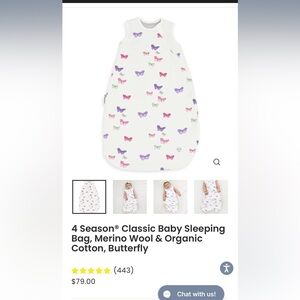 4 Season® Classic Baby Sleeping Bag - Butterfly Print, White